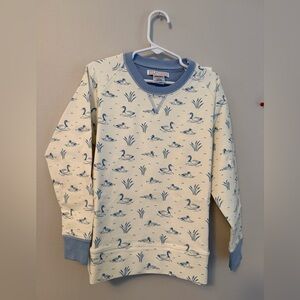 The Beaufort Bonnet Company Cream and Blue Duck Print Crewneck